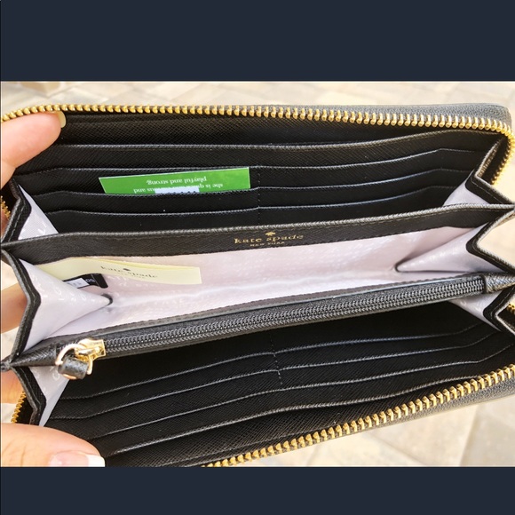 Kate Spade Champagne Print Pink Zip around Wallet - Picture 5 of 6